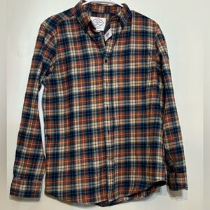 NWT St. John's Bay Classic Fit Flannel Shirt-Ginger Honey Plaid Size Medium